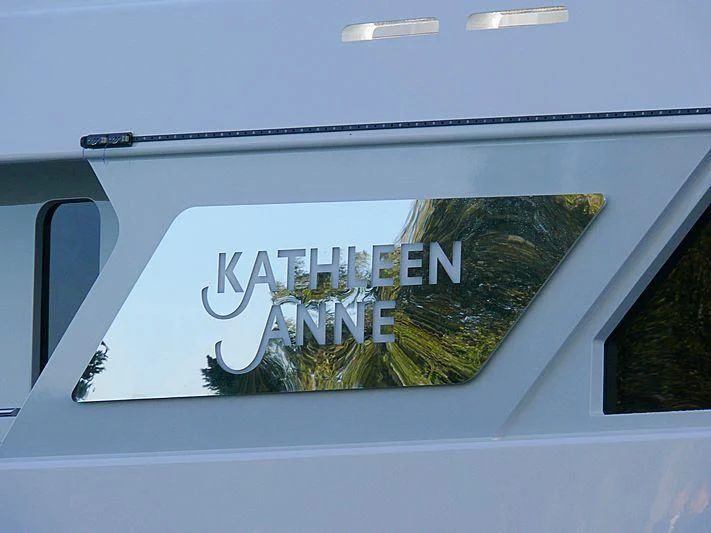 a sign on a car aboard KATHLEEN ANNE Yacht for Sale