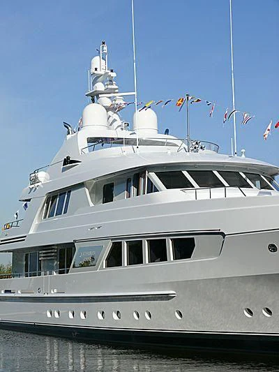 a large white boat aboard KATHLEEN ANNE Yacht for Sale
