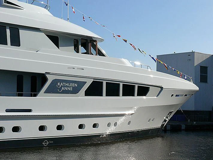 a large white boat aboard KATHLEEN ANNE Yacht for Sale