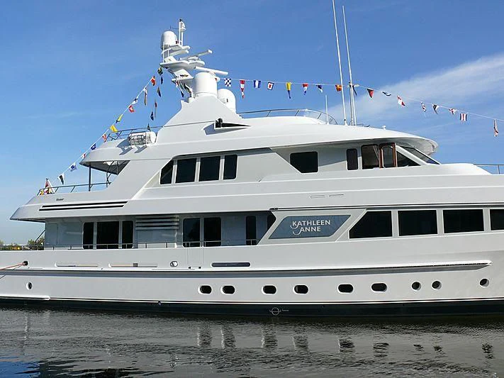 a large white boat aboard KATHLEEN ANNE Yacht for Sale