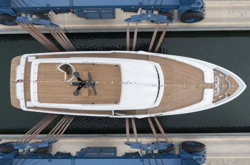 a model of a boat aboard AT ONE Yacht for Charter