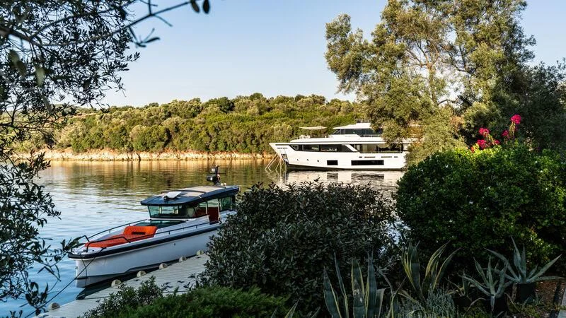 boats on a river aboard AT ONE Yacht for Charter