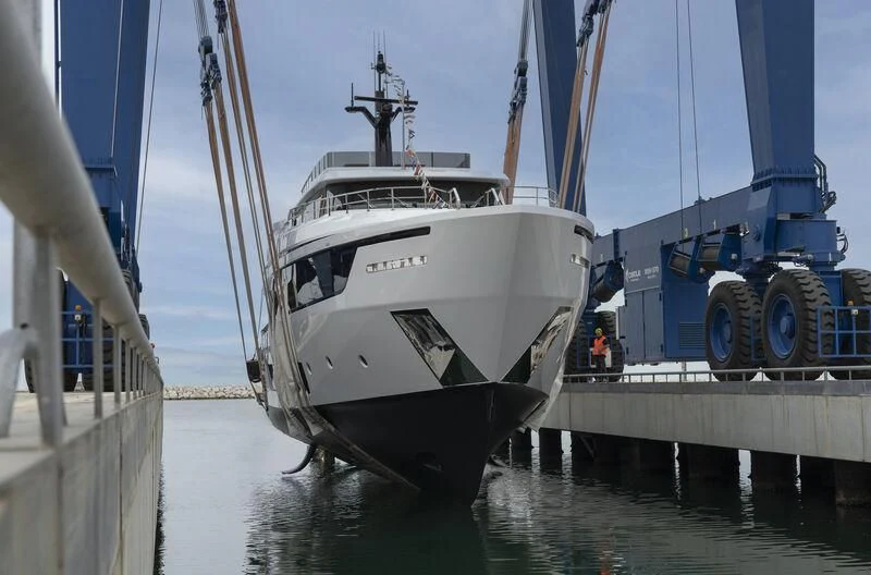 a boat docked at a pier aboard AT ONE Yacht for Charter