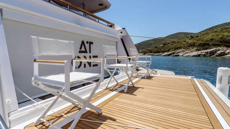 a boat on a body of water aboard AT ONE Yacht for Charter
