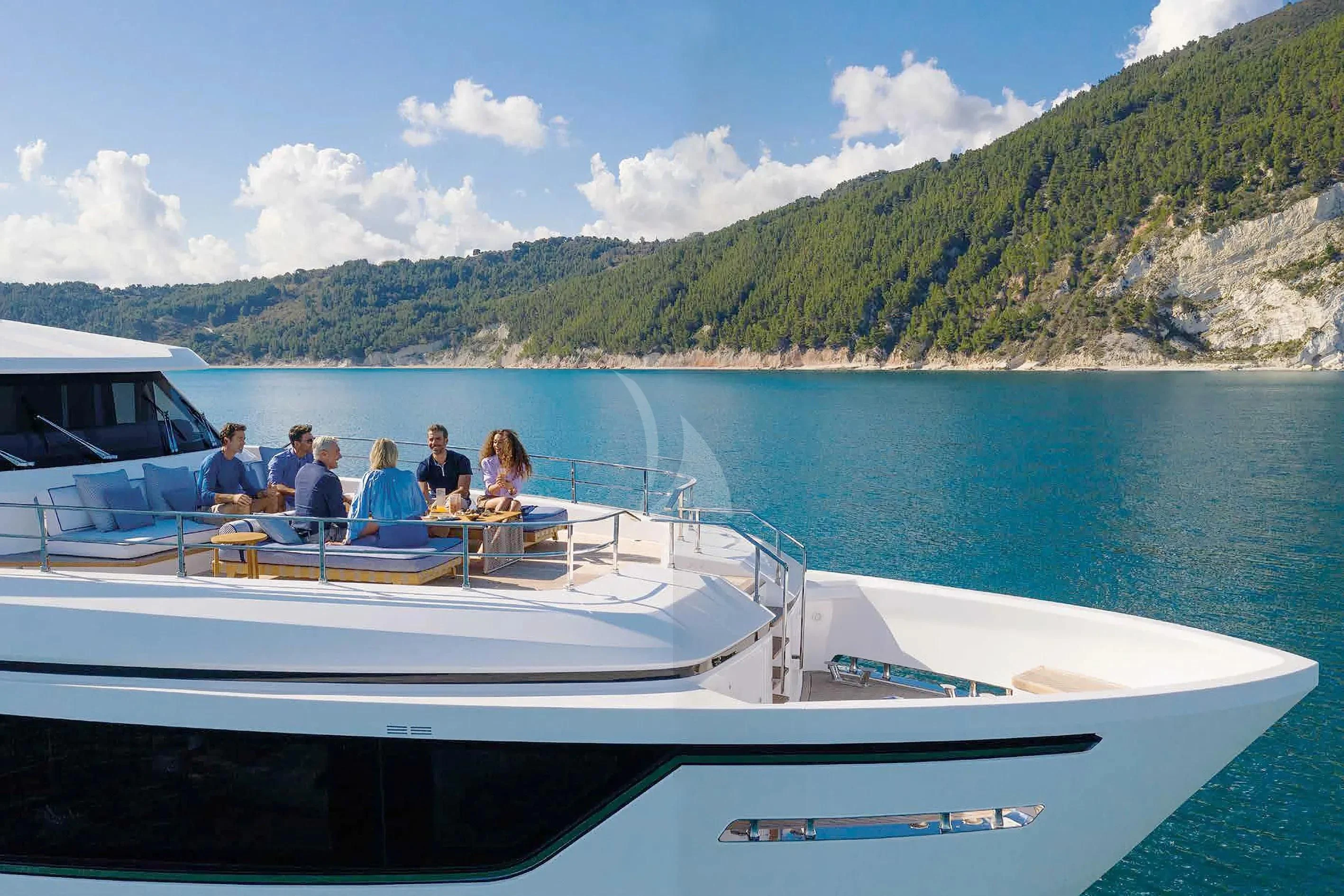 a group of people on a boat aboard AT ONE Yacht for Charter