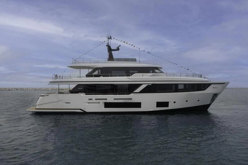 a white yacht on the water aboard AT ONE Yacht for Charter