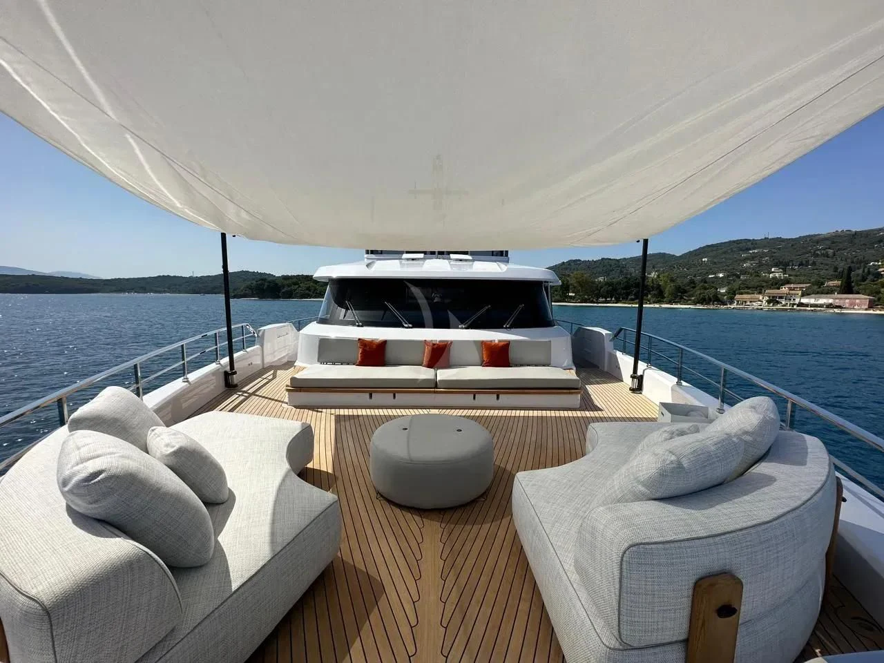 a boat on a deck aboard AT ONE Yacht for Charter