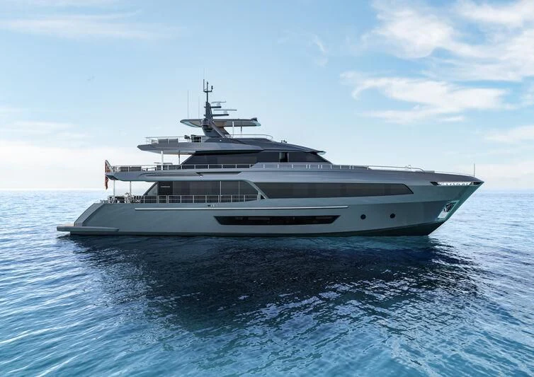 a large white boat on the water aboard OCEAN ALEXANDER 35P02 Yacht for Sale