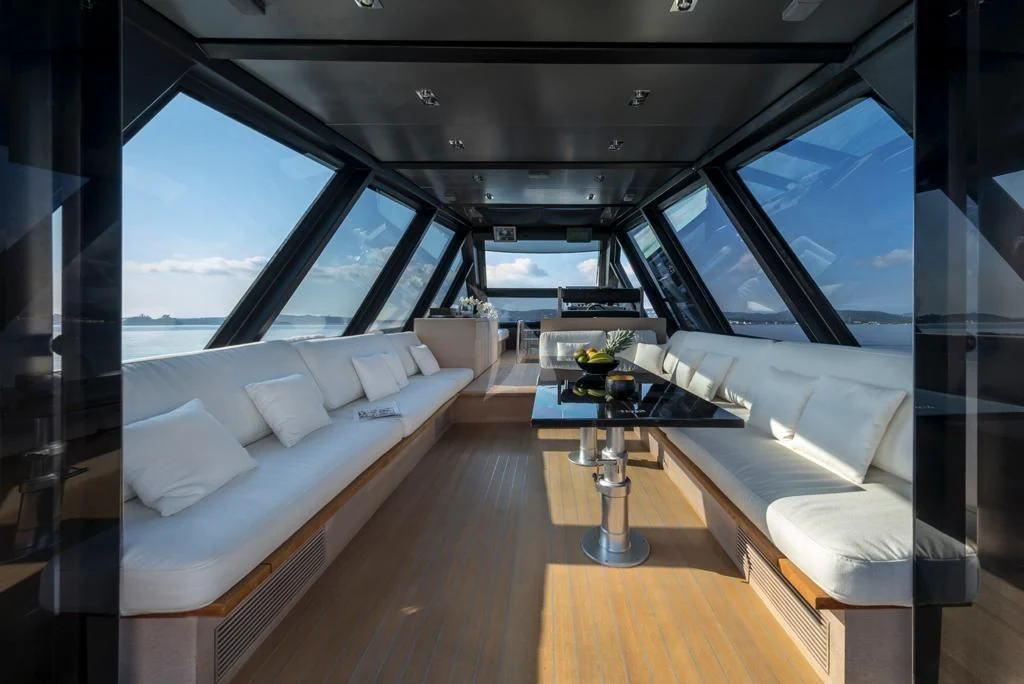 inside of a car aboard ASH Yacht for Sale