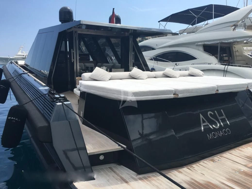 a boat on a deck aboard ASH Yacht for Sale