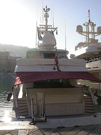 a boat with a crane on the deck aboard RED SAPPHIRE I Yacht for Sale
