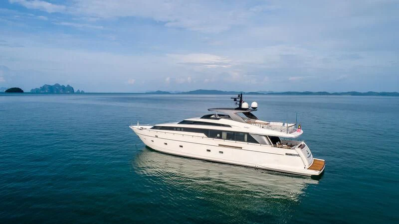 a boat in the water aboard INDIGO Yacht for Sale