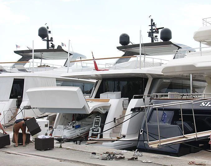 a boat with a boat on it aboard INDIGO Yacht for Sale