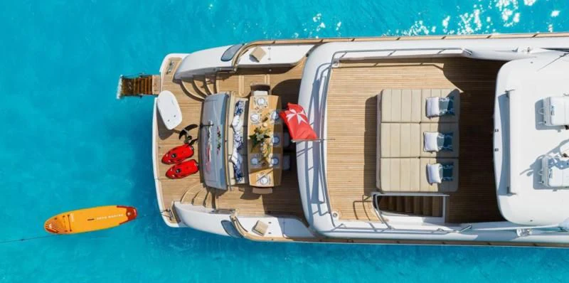a high angle view of a space ship aboard DADDY'S DREAM 888 Yacht for Charter