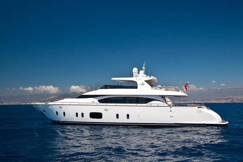 a white yacht in the water aboard DADDY'S DREAM 888 Yacht for Charter