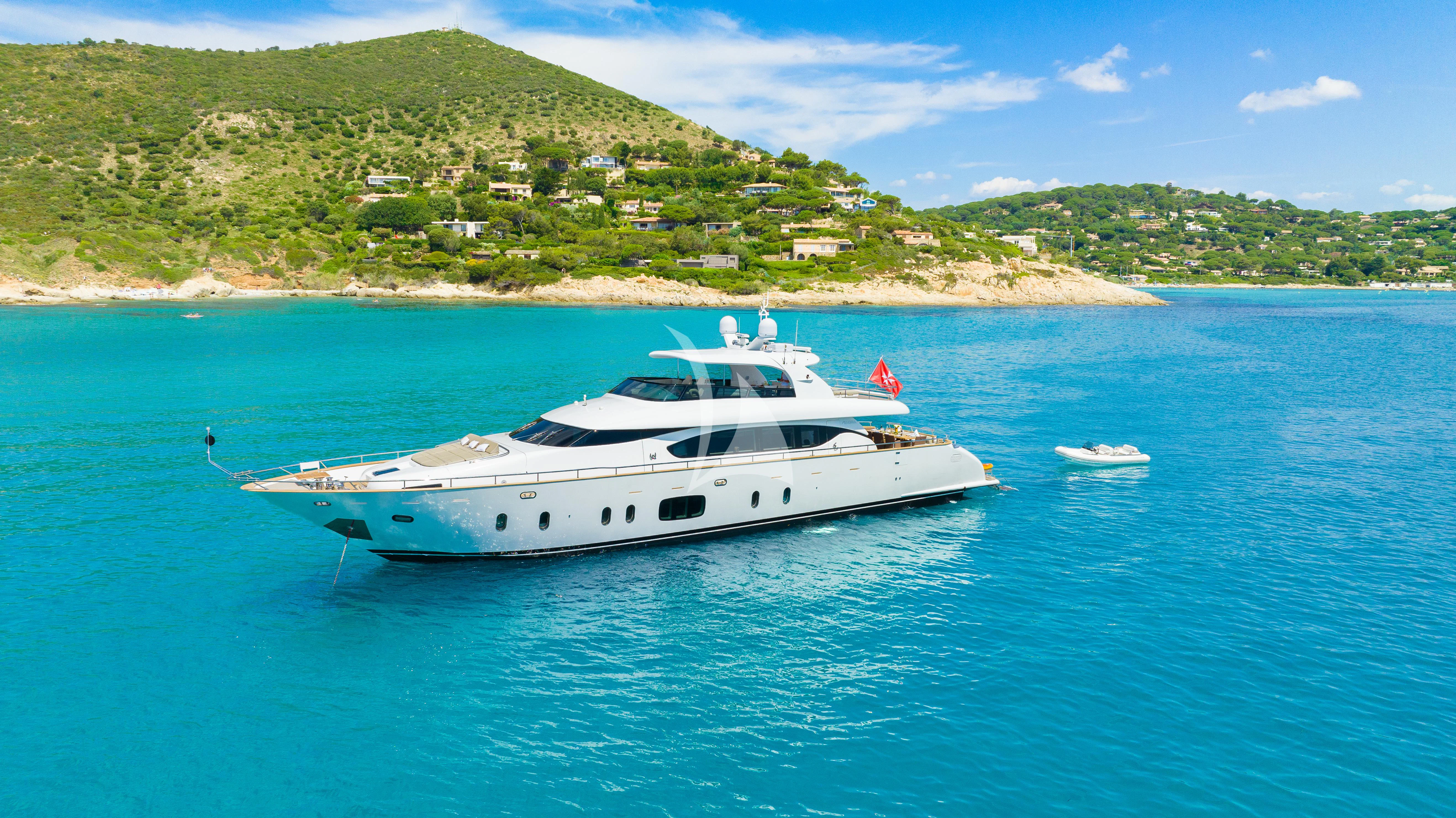 a white yacht in the water aboard DADDY'S DREAM 888 Yacht for Charter