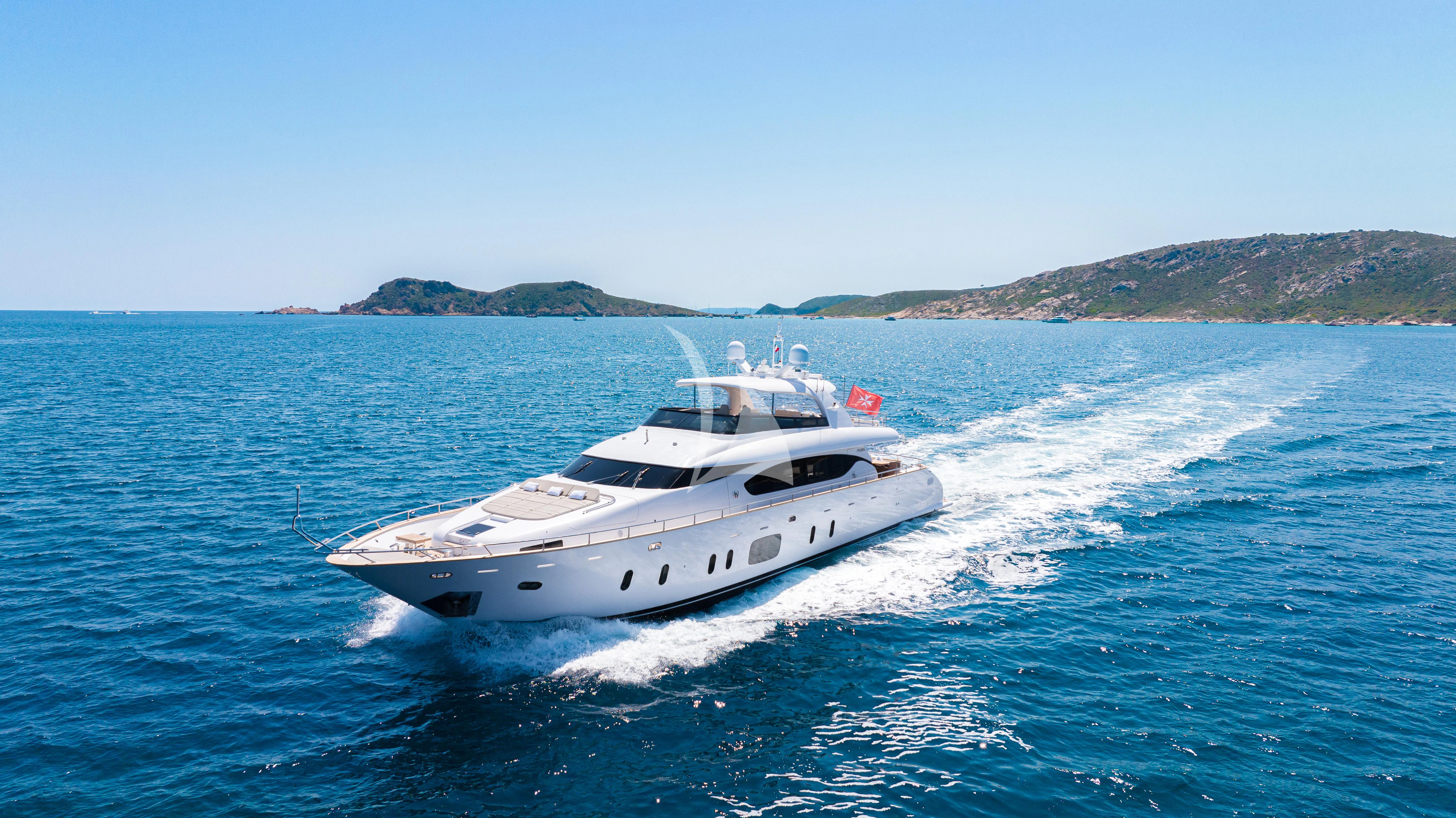 a white yacht on the water aboard DADDY'S DREAM 888 Yacht for Charter