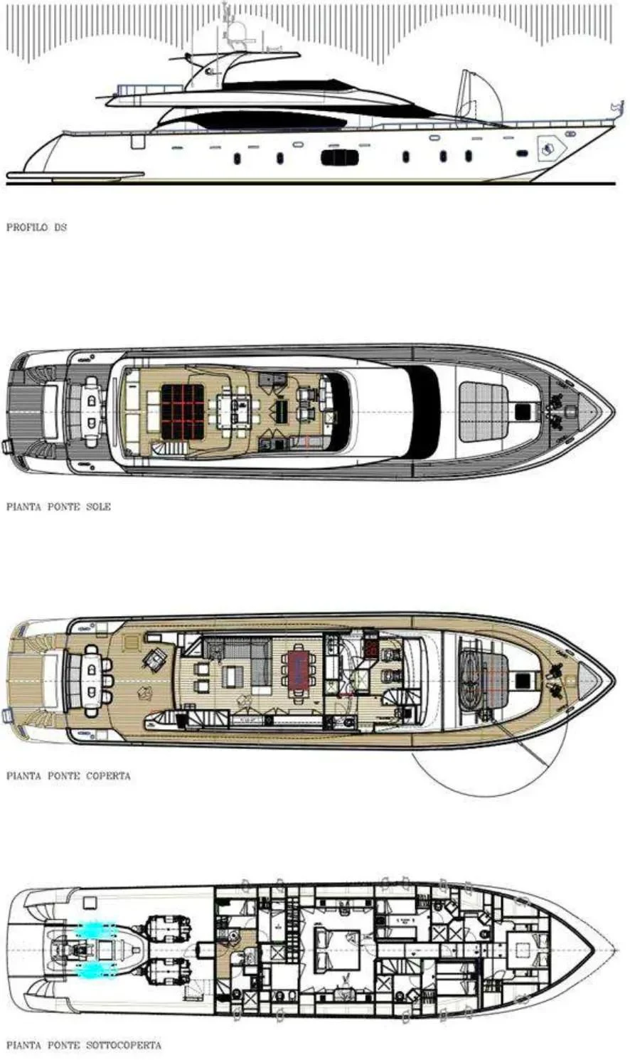 diagram, engineering drawing aboard DADDY'S DREAM 888 Yacht for Charter
