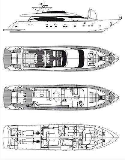 diagram, engineering drawing aboard DADDY'S DREAM 888 Yacht for Charter