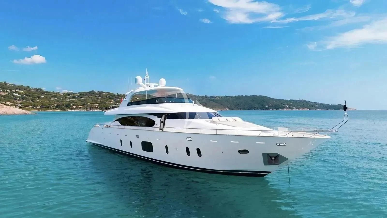 a white yacht in the water aboard DADDY'S DREAM 888 Yacht for Charter