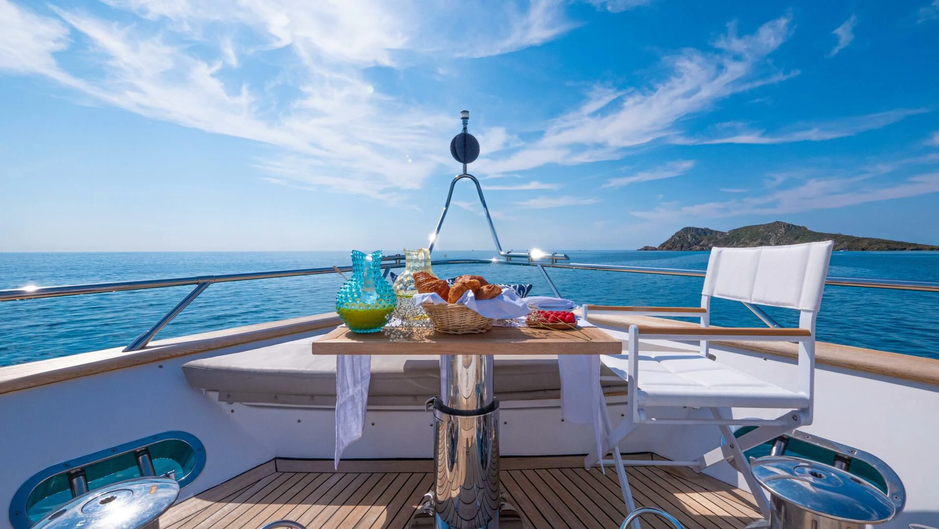 a table with food on it aboard DADDY'S DREAM 888 Yacht for Charter