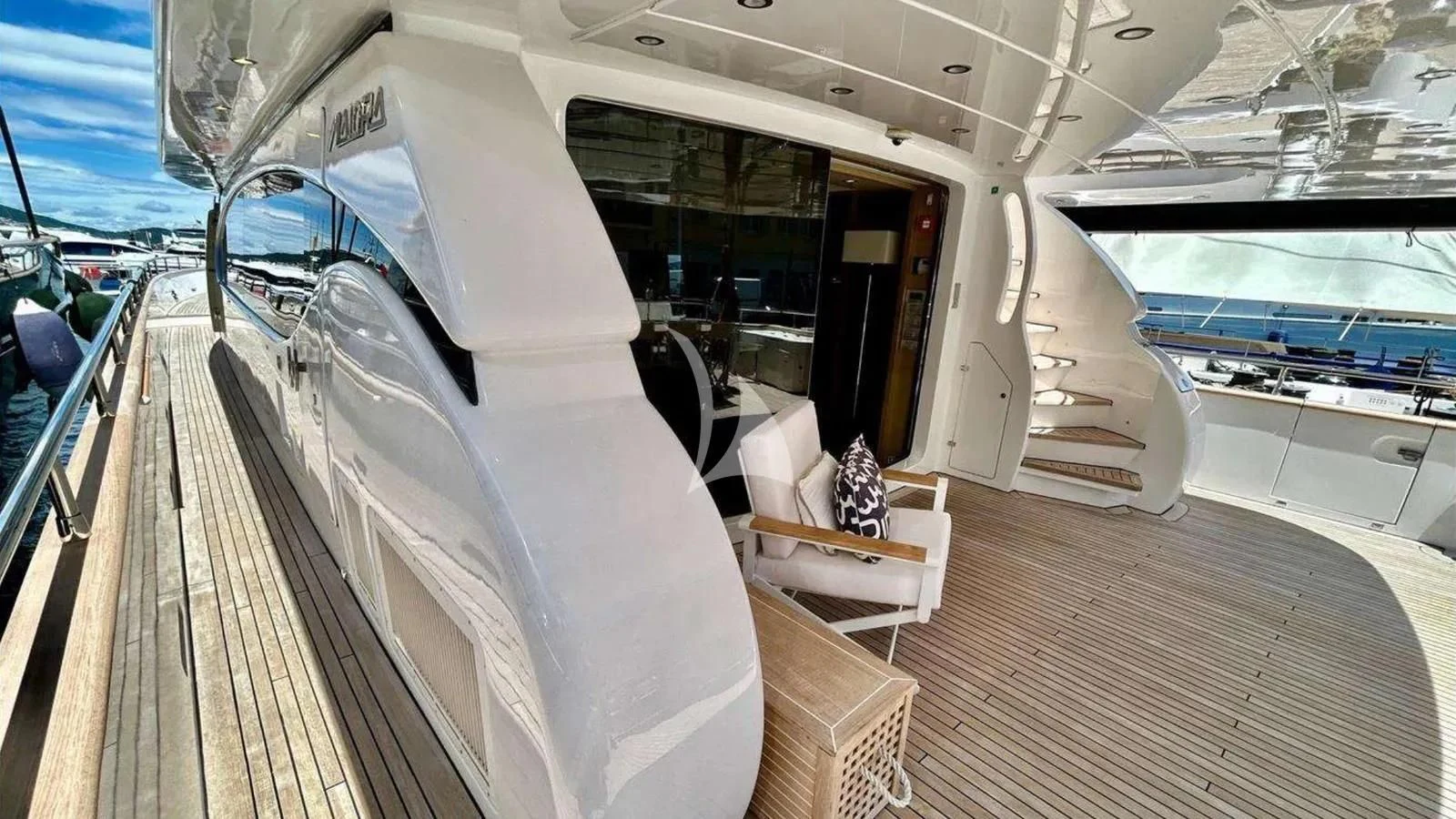 a boat on a deck aboard DADDY'S DREAM 888 Yacht for Charter