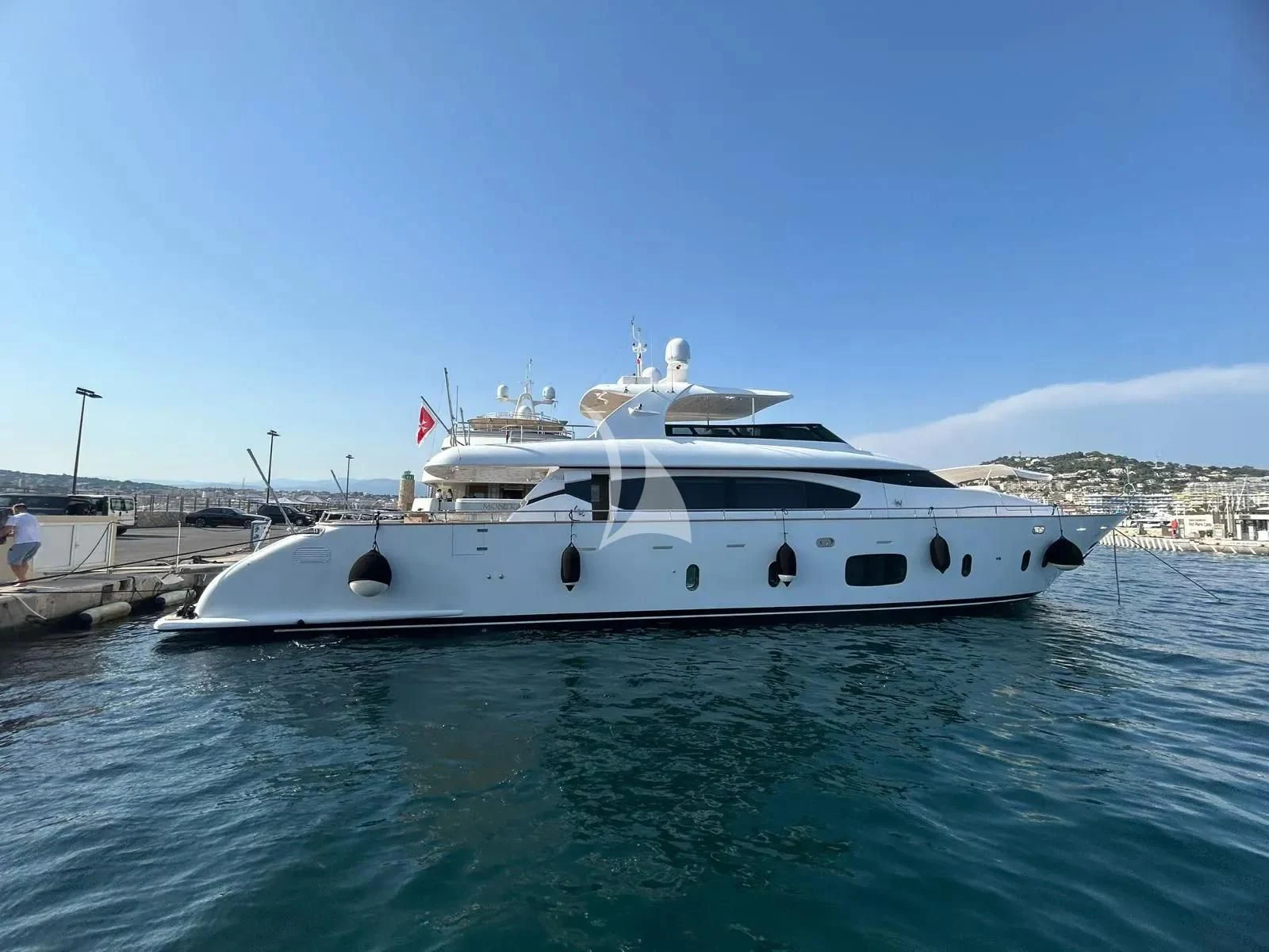 a white yacht in the water aboard DADDY'S DREAM 888 Yacht for Charter