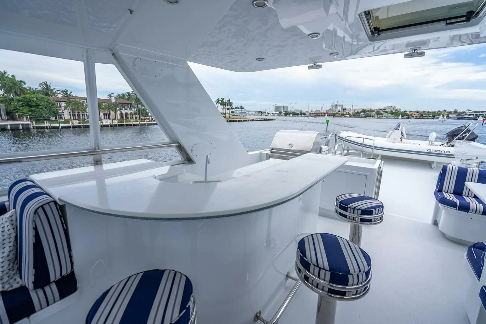 a boat on a deck aboard MY WAY Yacht for Sale