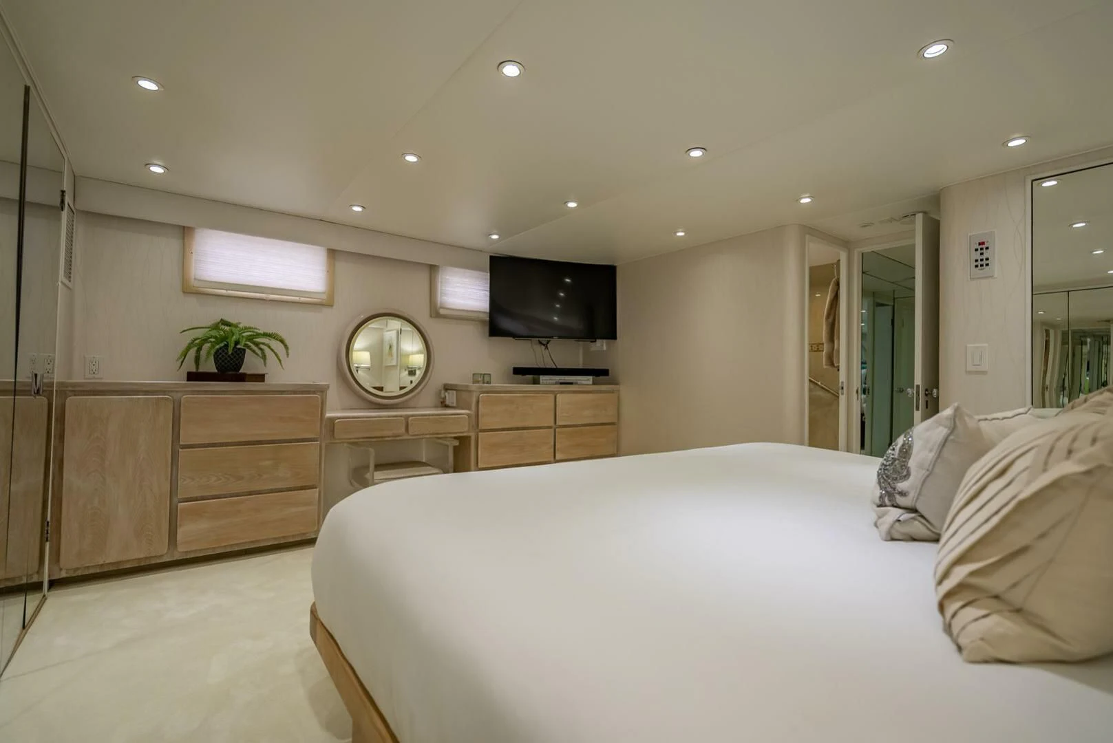 a bedroom with a large bed aboard MY WAY Yacht for Sale