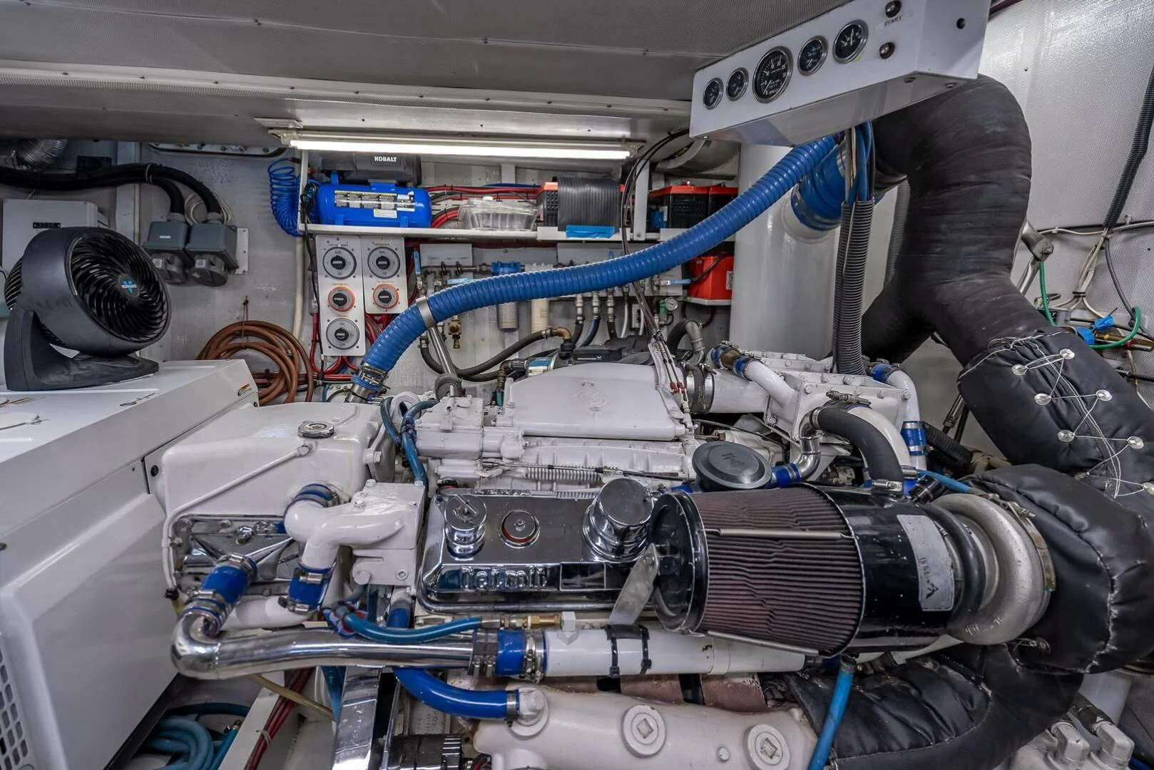 a close-up of a car engine aboard MY WAY Yacht for Sale