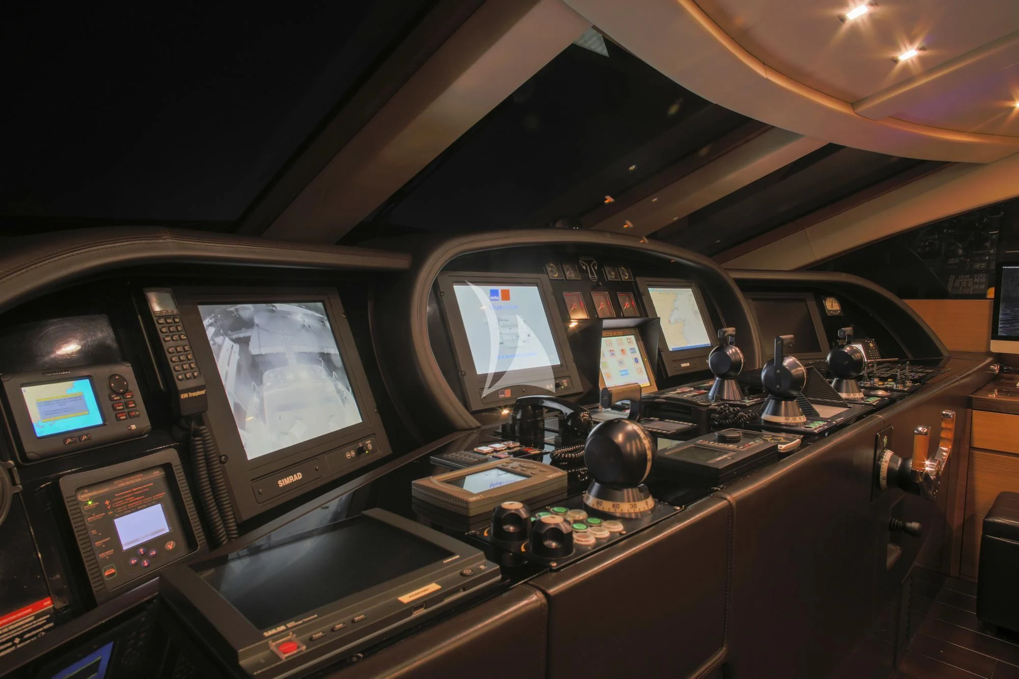 inside of a control room aboard ECLAT Yacht for Sale