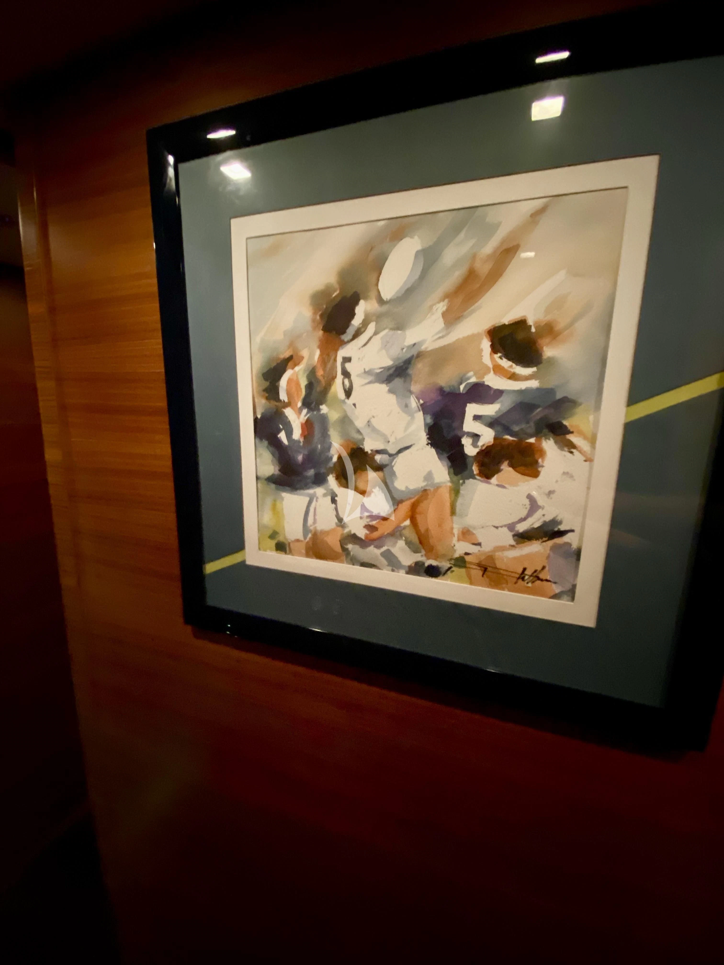 a framed picture of a map aboard ECLAT Yacht for Sale