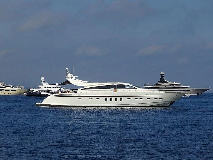 a white yacht in the water aboard ECLAT Yacht for Sale