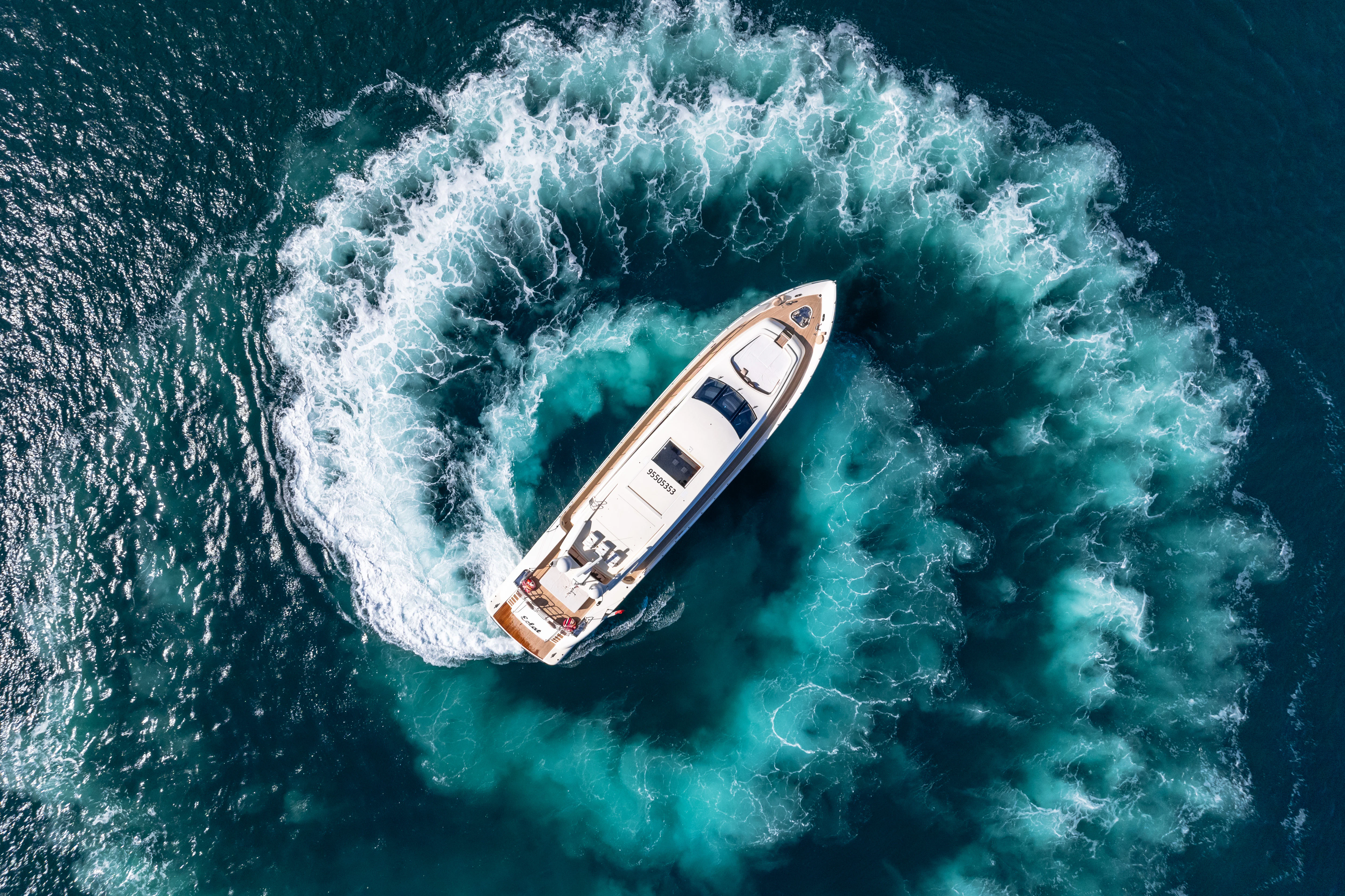 a boat in the water aboard ECLAT Yacht for Sale