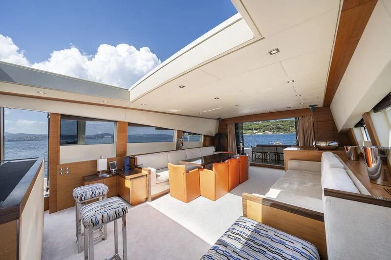 a room with a view of the ocean and the ocean aboard ECLAT Yacht for Sale