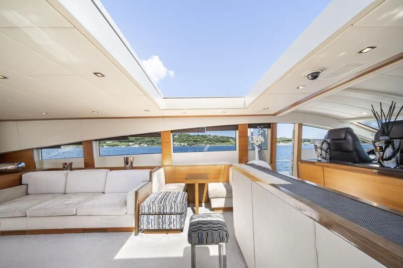 a modern looking living room aboard ECLAT Yacht for Sale