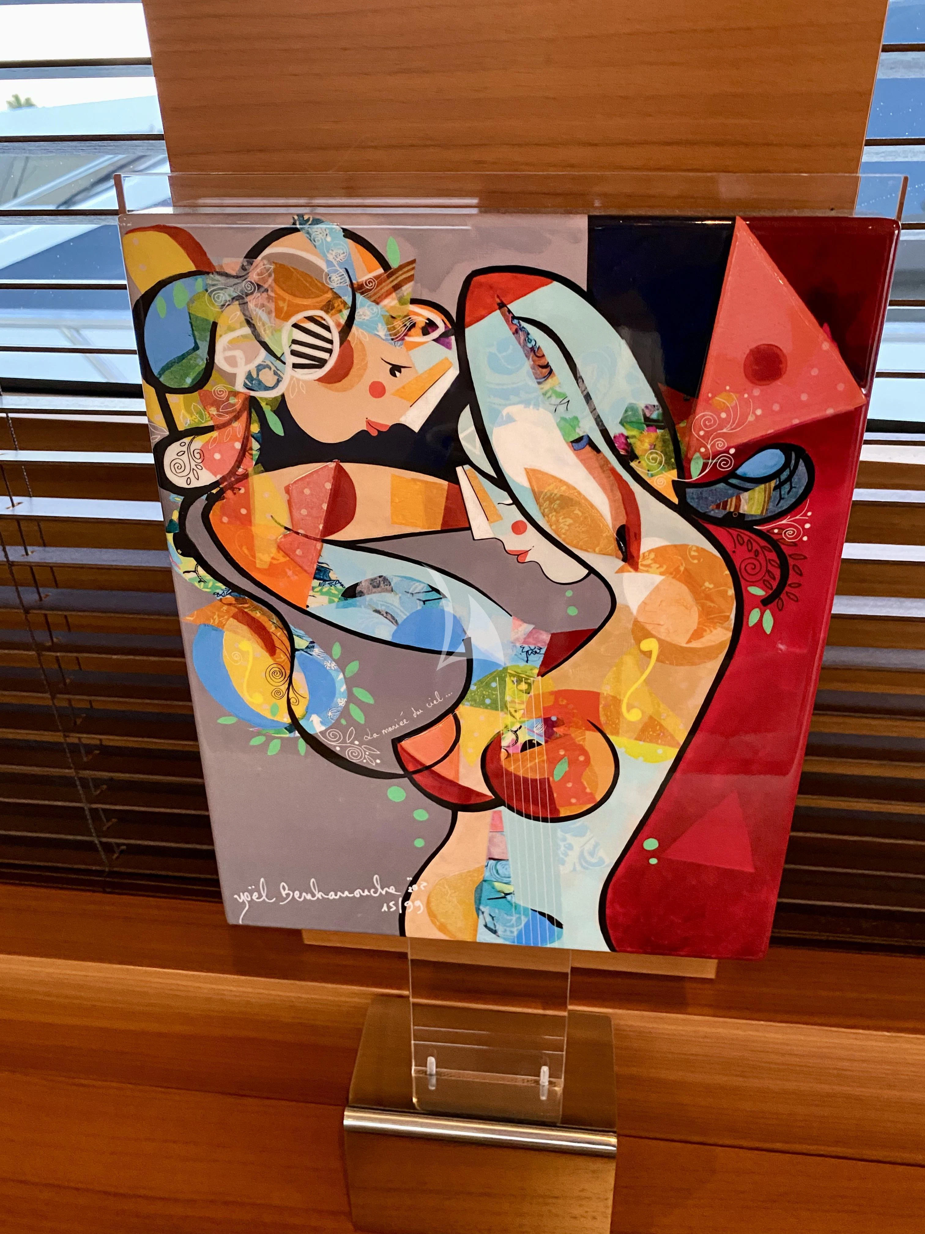 a painting on a wall aboard ECLAT Yacht for Sale