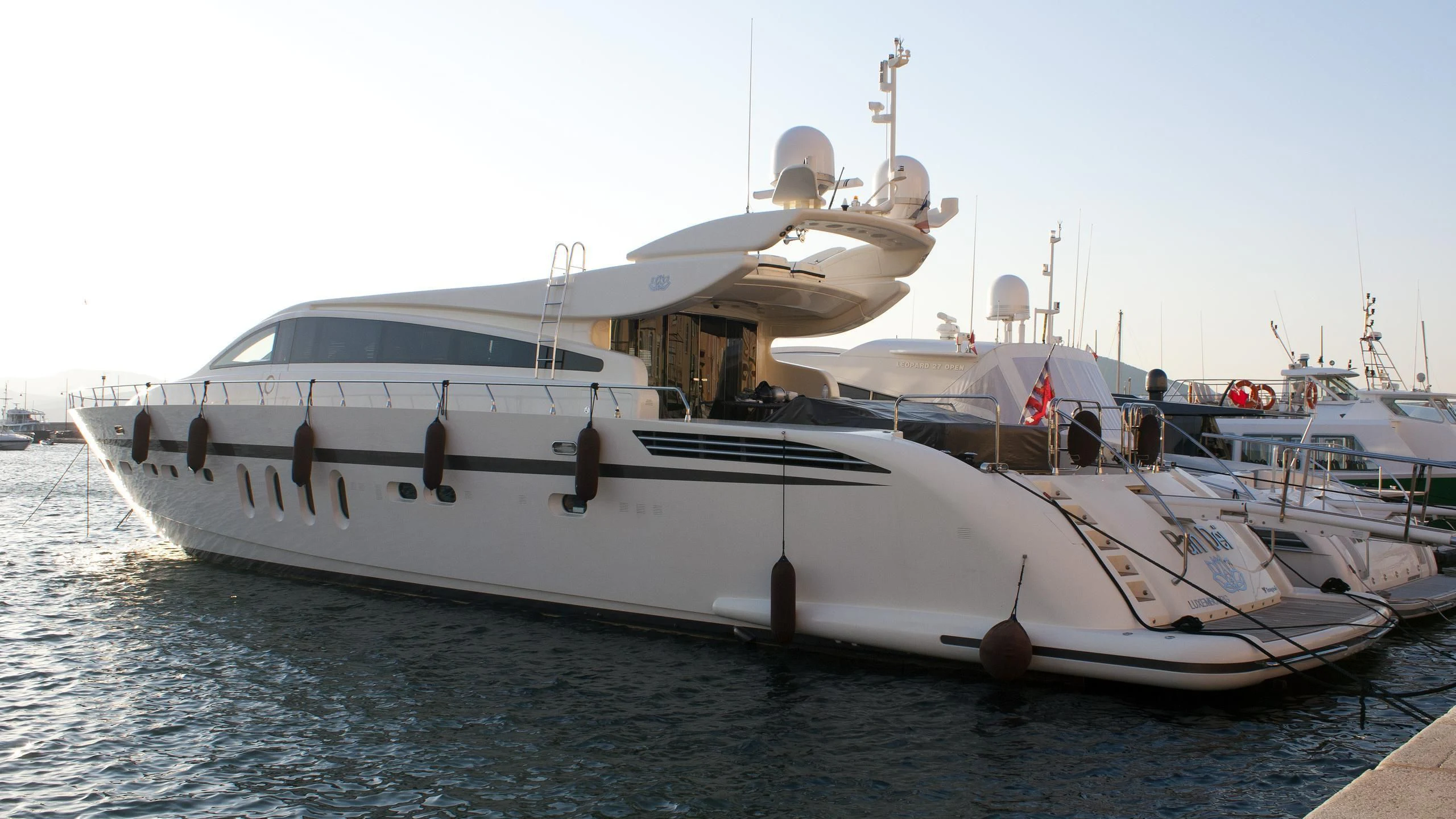 a large white boat aboard ECLAT Yacht for Sale