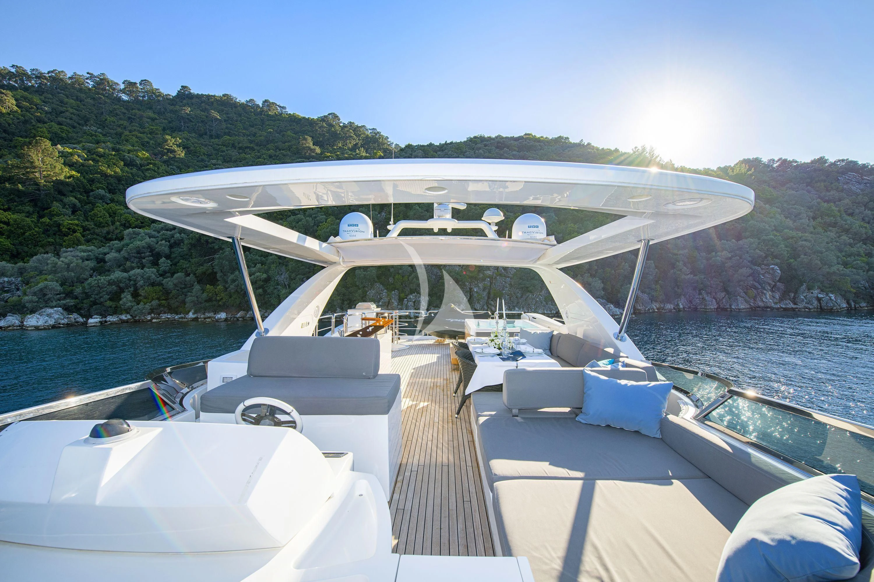 a boat on the water aboard HUBO Yacht for Sale