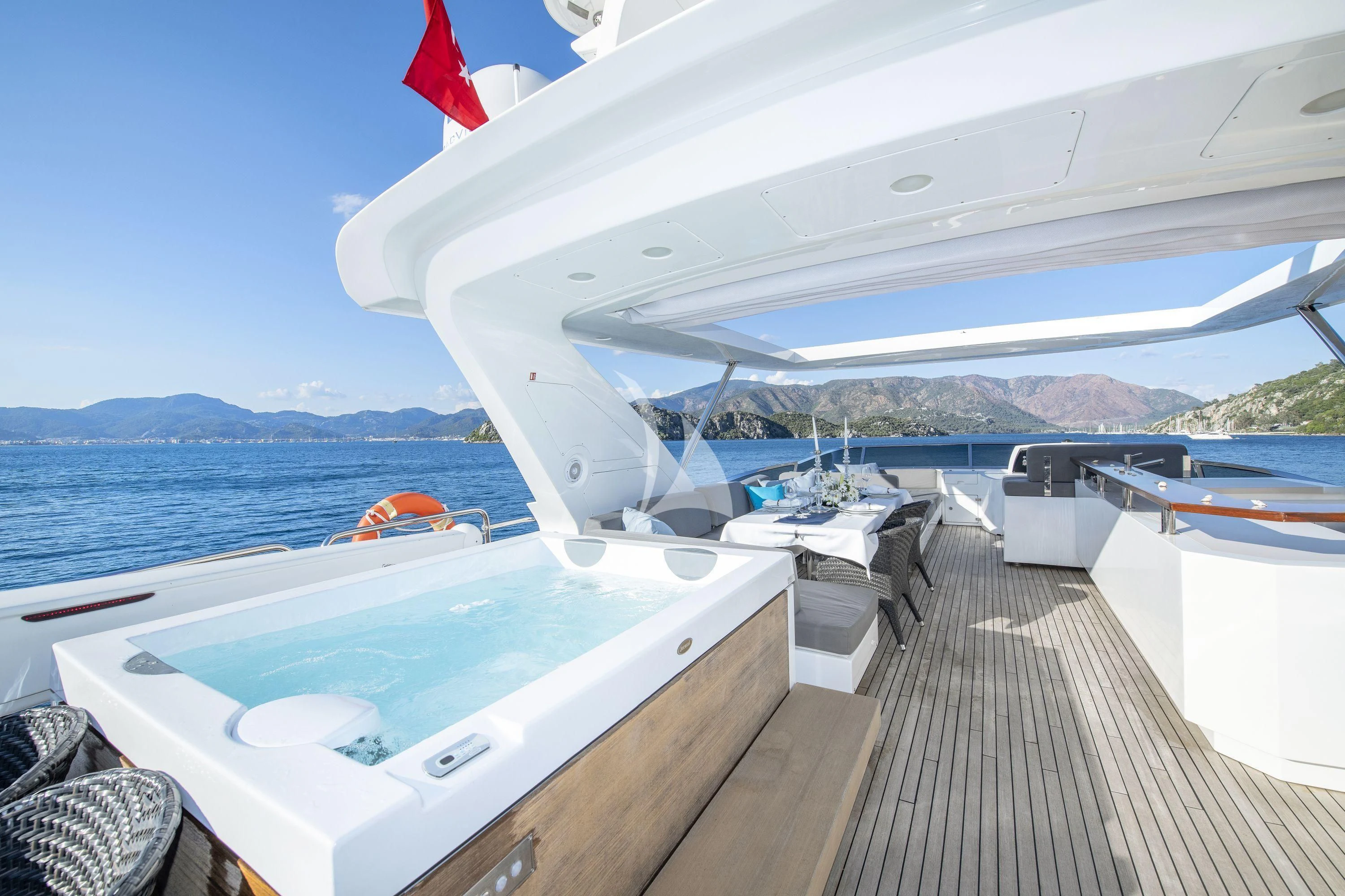 a boat on the water aboard HUBO Yacht for Sale