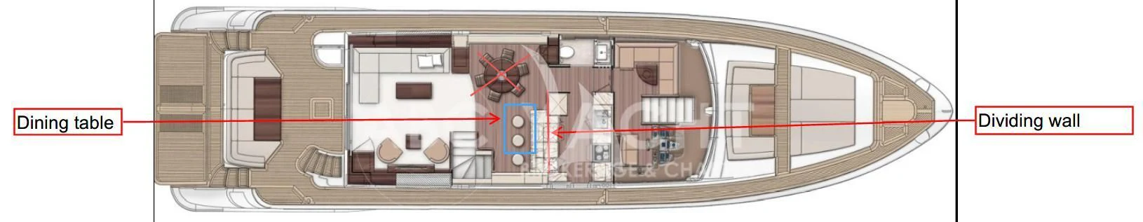 a computer generated image of a train aboard HUBO Yacht for Sale