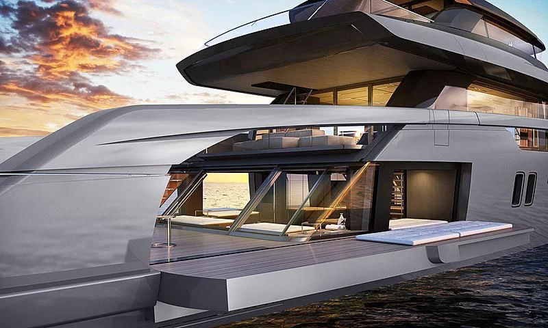 a building with a roof aboard SUNDANCE Yacht for Sale