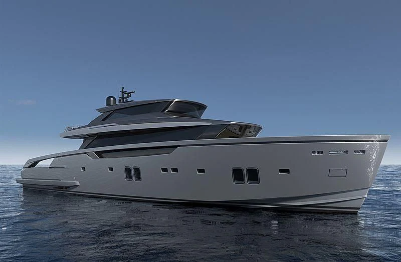 a white yacht in the water aboard SUNDANCE Yacht for Sale