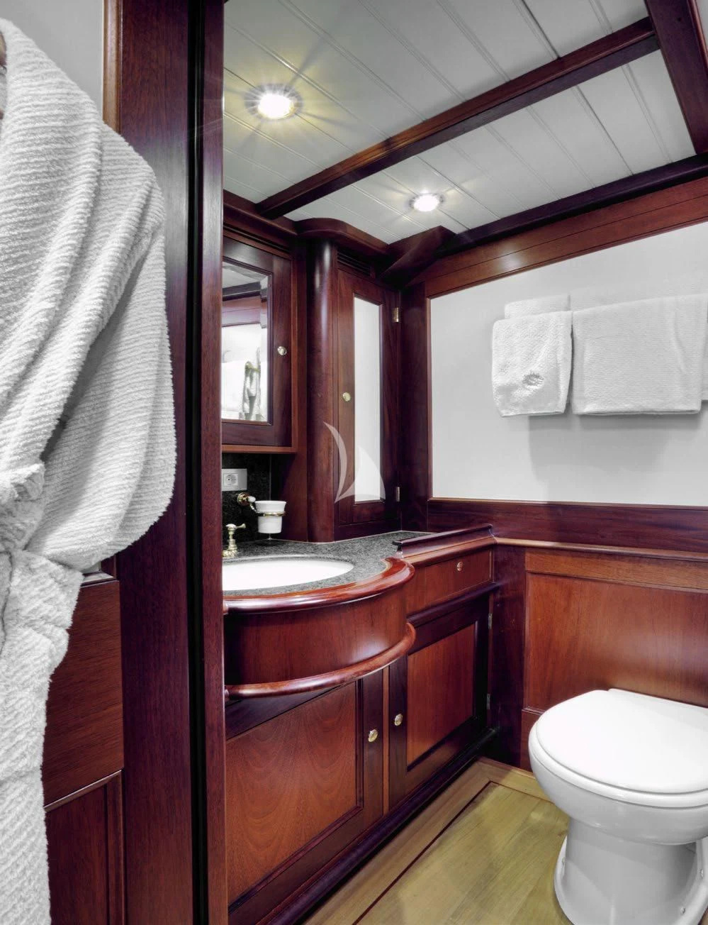 a bathroom with a sink and toilet aboard SHAMOUN Yacht for Sale