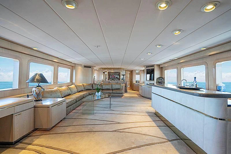 a large living room with a large open floor plan aboard IVORY LADY Yacht for Sale