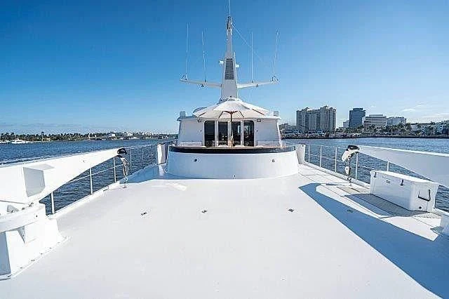 a white building with a tower aboard IVORY LADY Yacht for Sale