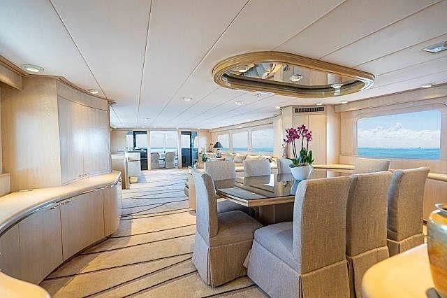 a large living room with a large open floor plan aboard IVORY LADY Yacht for Sale