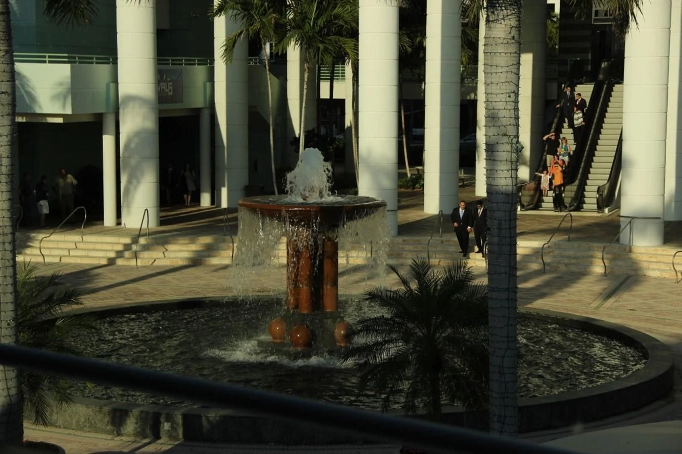 a fountain in a courtyard aboard SIR WINSTON Yacht for Sale