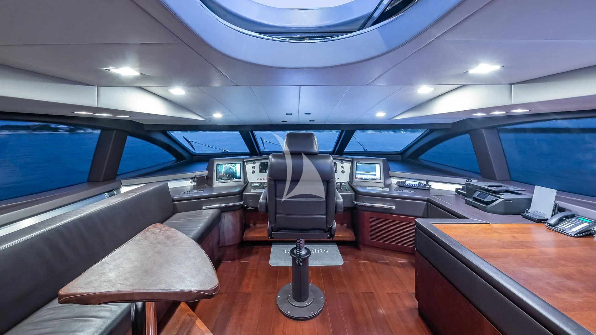 inside of a car aboard TAIL LIGHTS Yacht for Sale