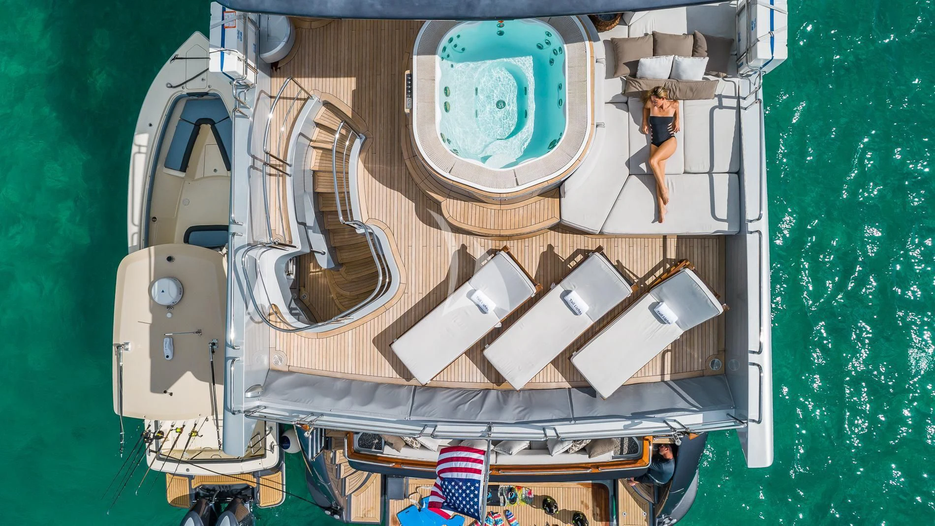 a person standing next to a large machine aboard TAIL LIGHTS Yacht for Sale